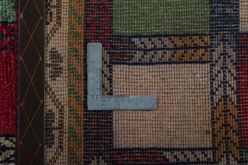 Close-up detail of 2000s Persian Gabbeh rug from Iran / Persia showing Wool weave