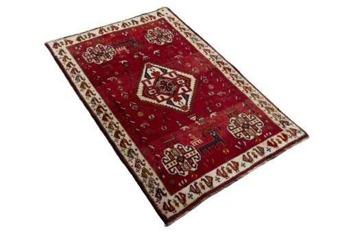 Close-up detail of 2000s Persian Gabbeh rug from Iran / Persia showing Wool weave