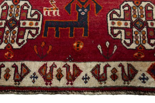 Close-up detail of 2000s Persian Gabbeh rug from Iran / Persia showing Wool weave