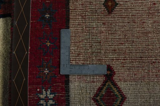 Close-up detail of 2000s Persian Gabbeh rug from Iran / Persia showing Wool weave