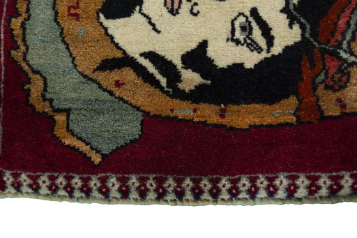 Central medallion detail of 2000s Persian Gabbeh rug from Iran / Persia