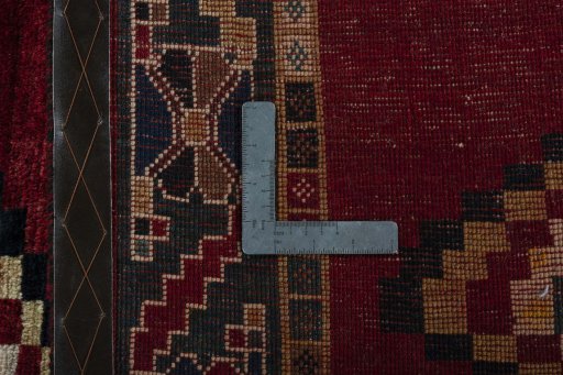 Close-up detail of 2000s Persian Gabbeh rug from Iran / Persia showing Wool weave