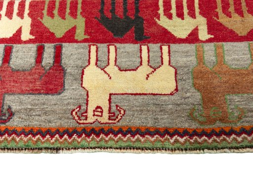 Central medallion detail of 2000s Persian Gabbeh rug from Iran / Persia