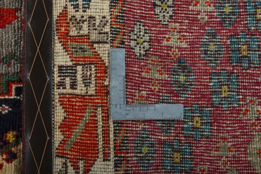 Close-up detail of 2000s Persian Gabbeh rug from Iran / Persia showing Wool weave