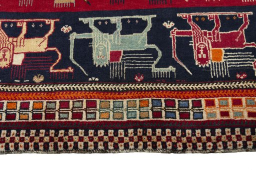 Central medallion detail of 2000s Persian Gabbeh rug from Iran / Persia
