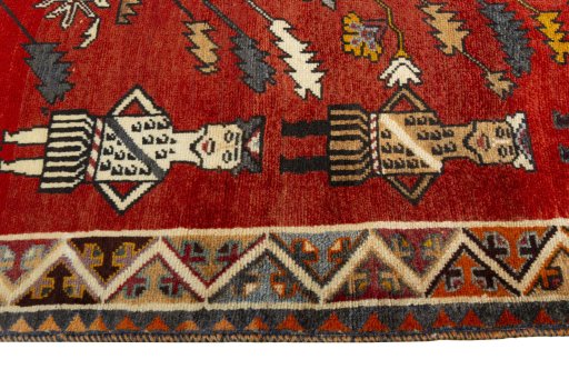 Close-up detail of 2000s Persian Gabbeh rug from Iran / Persia showing Wool weave