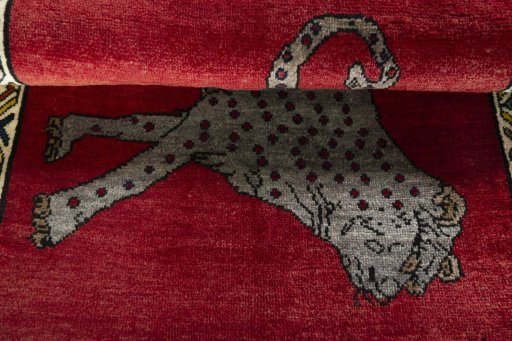 Full view of 2000s Persian Gabbeh rug from Iran / Persia, 108 × 75 cm in Red tones