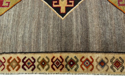 Close-up detail of 2000s Persian Gabbeh rug from Iran / Persia showing Wool weave