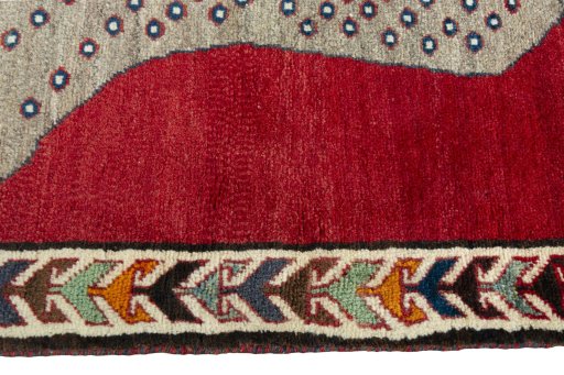 Close-up detail of 2000s Persian Gabbeh rug from Iran / Persia showing Wool weave
