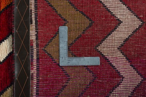 Close-up detail of 2000s Persian Gabbeh rug from Iran / Persia showing Wool weave