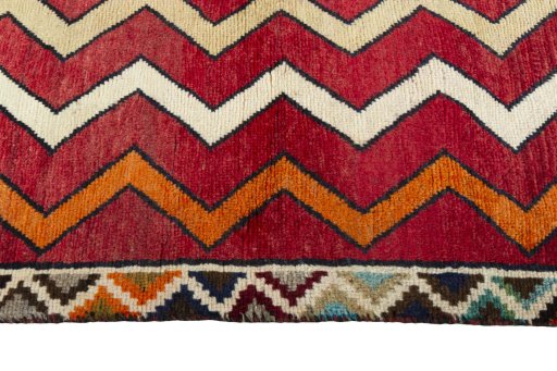 Close-up detail of 2000s Persian Gabbeh rug from Iran / Persia showing Wool weave