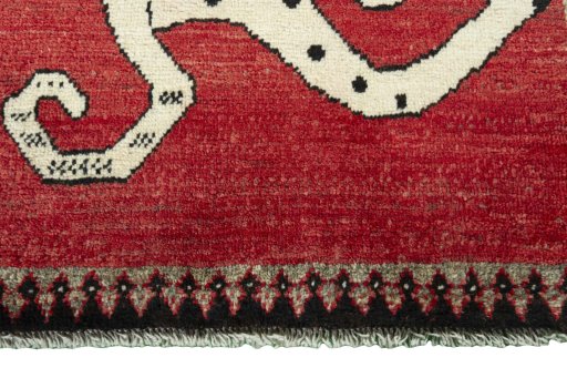 Central medallion detail of 2000s Persian Gabbeh rug from Iran / Persia