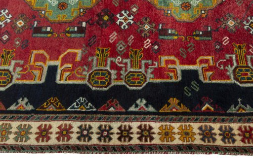 Close-up detail of 2000s Persian Gabbeh rug from Iran / Persia showing Wool weave