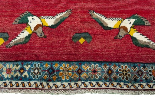 Central medallion detail of 2000s Persian Gabbeh rug from Iran / Persia