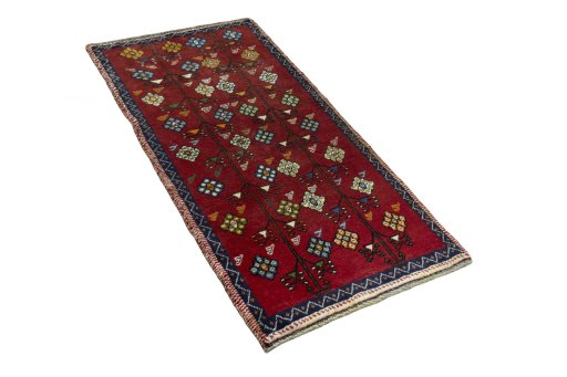 Close-up detail of 2000s Persian Gabbeh rug from Iran / Persia showing Wool weave