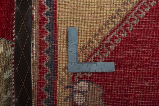 Close-up detail of 2000s Persian Gabbeh rug from Iran / Persia showing Wool weave