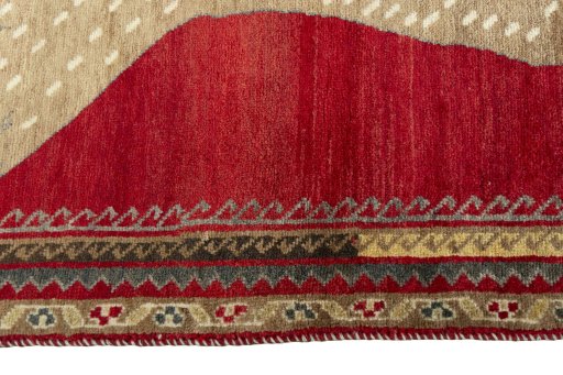 Close-up detail of 2000s Persian Gabbeh rug from Iran / Persia showing Wool weave