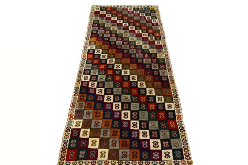 Close-up detail of 2000s Persian Gabbeh rug from Iran / Persia showing Wool weave