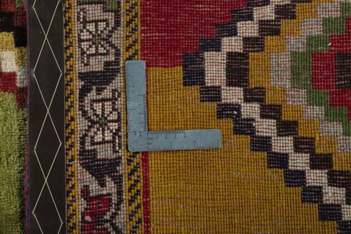 Close-up detail of 2000s Persian Gabbeh rug from Iran / Persia showing Wool weave