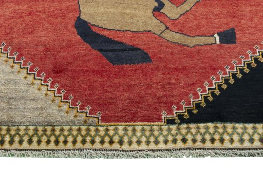 Central medallion detail of 2000s Persian Gabbeh rug from Iran / Persia