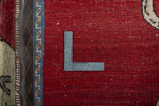 Close-up detail of 2000s Persian Gabbeh rug from Iran / Persia showing Wool weave