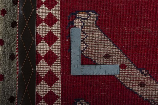 Close-up detail of 2000s Persian Gabbeh rug from Iran / Persia showing Wool weave