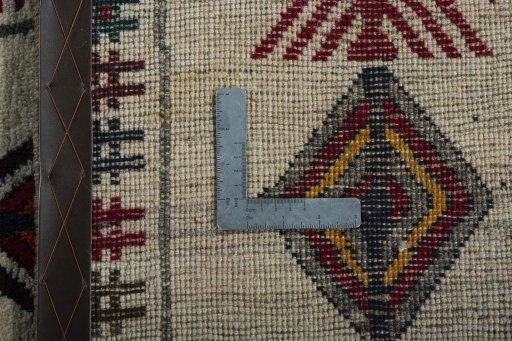 Close-up detail of 2000s Persian Gabbeh rug from Iran / Persia showing Wool weave