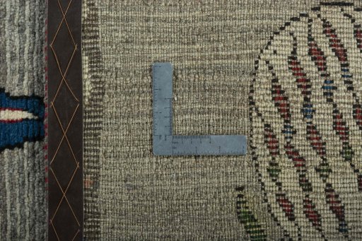 Close-up detail of 2000s Persian Gabbeh rug from Iran / Persia showing Wool weave