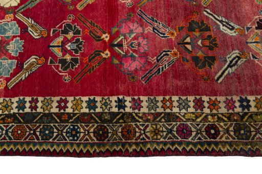 Close-up detail of 2000s Persian Gabbeh rug from Iran / Persia showing Wool weave