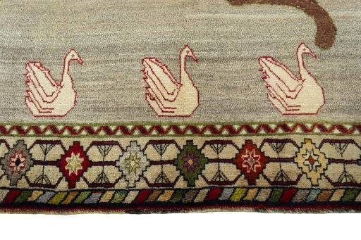 Central medallion detail of 2000s Persian Gabbeh rug from Iran / Persia