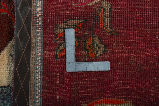 Close-up detail of 2000s Persian Gabbeh rug from Iran / Persia showing Wool weave