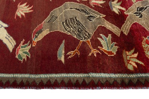 Close-up detail of 2000s Persian Gabbeh rug from Iran / Persia showing Wool weave