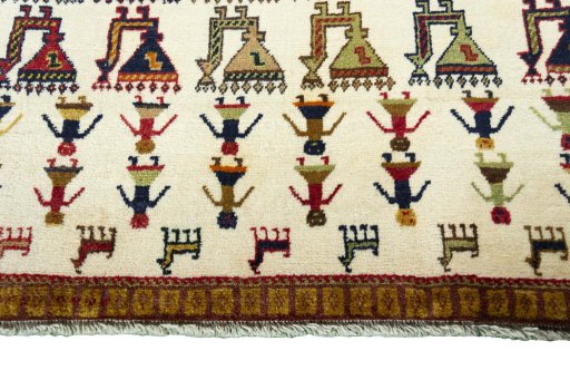 Central medallion detail of 2000s Persian Gabbeh rug from Iran / Persia