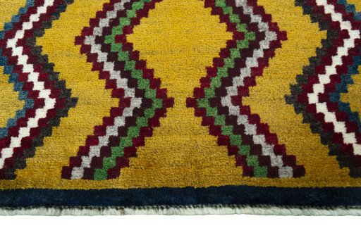 Central medallion detail of 2000s Persian Gabbeh rug from Iran / Persia