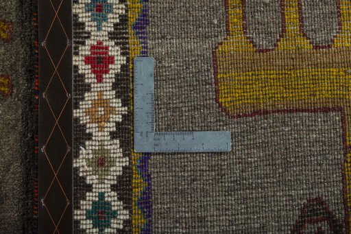 Close-up detail of 2000s Persian Gabbeh rug from Iran / Persia showing Wool weave