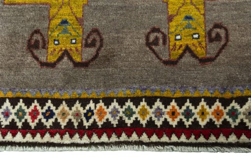 Central medallion detail of 2000s Persian Gabbeh rug from Iran / Persia