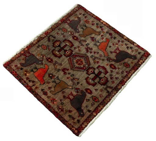 Close-up detail of 2000s Persian Gabbeh rug from Iran / Persia showing Wool weave