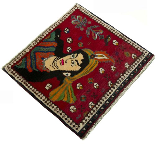 Close-up detail of 2000s Persian Gabbeh rug from Iran / Persia showing Wool weave