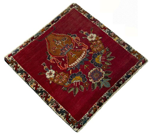 Close-up detail of 2000s Persian Gabbeh rug from Iran / Persia showing Wool weave