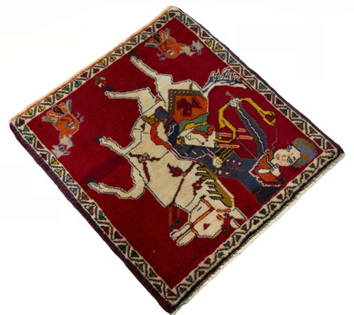 Close-up detail of 2000s Persian Gabbeh rug from Iran / Persia showing Wool weave