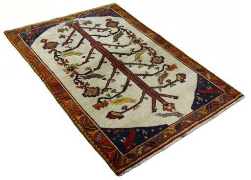 Close-up detail of 2000s Persian Gabbeh rug from Iran / Persia showing Wool weave