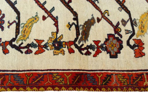 Close-up detail of 2000s Persian Gabbeh rug from Iran / Persia showing Wool weave
