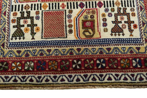 Central medallion detail of 2000s Persian Gabbeh rug from Iran / Persia