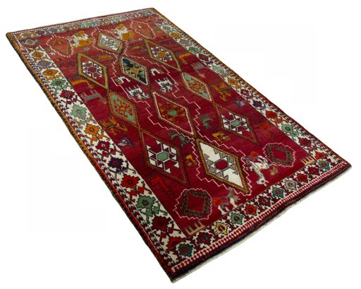 Close-up detail of 2000s Persian Gabbeh rug from Iran / Persia showing Wool weave