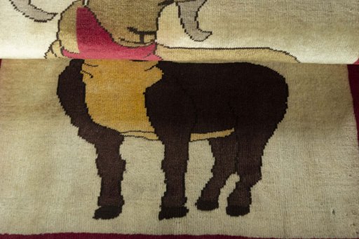 Full view of 2000s Persian Gabbeh rug from Iran / Persia, 107 × 76 cm in Beige tones