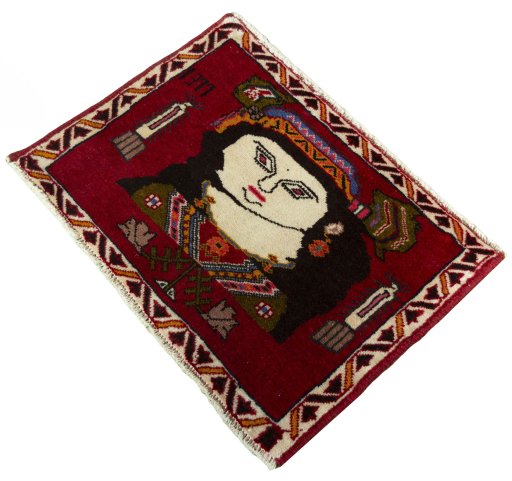 Corner detail of 2000s Persian Gabbeh rug showing border pattern and Wool pile