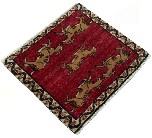 Close-up detail of 2000s Persian Gabbeh rug from Iran / Persia showing Wool weave