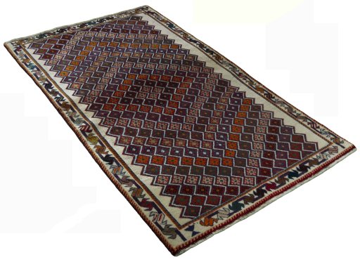 Close-up detail of 2000s Persian Gabbeh rug from Iran / Persia showing Wool weave