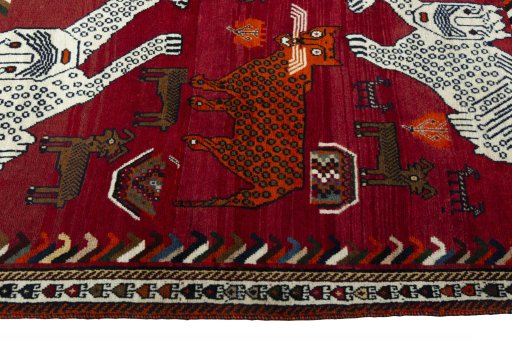 Close-up detail of 1970s Persian Gabbeh rug from Iran / Persia showing Wool weave