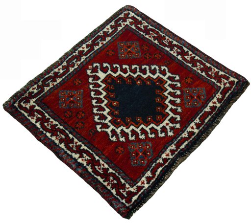 Close-up detail of 2000s Persian Gabbeh rug from Iran / Persia showing Wool weave